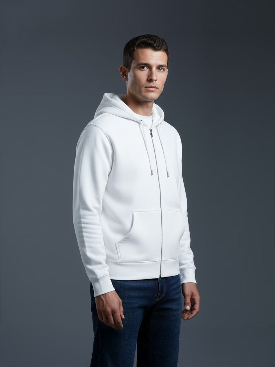 core zip through hoodie white