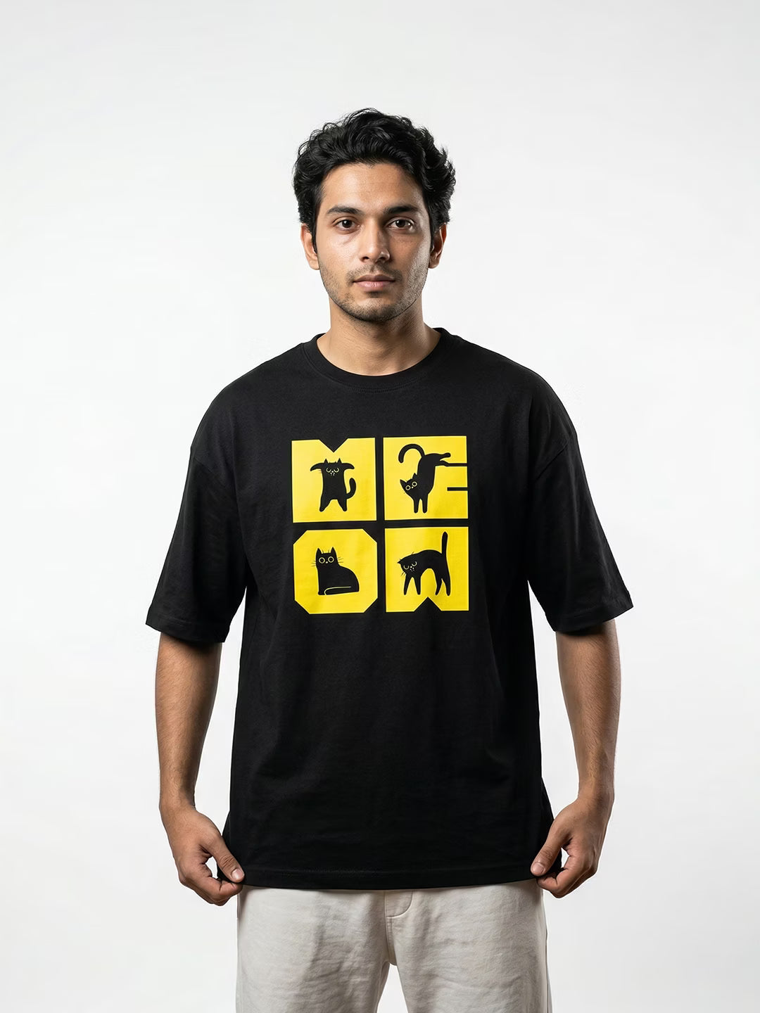 MEOW GRID // Oversized Terry Cotton T-Shirt