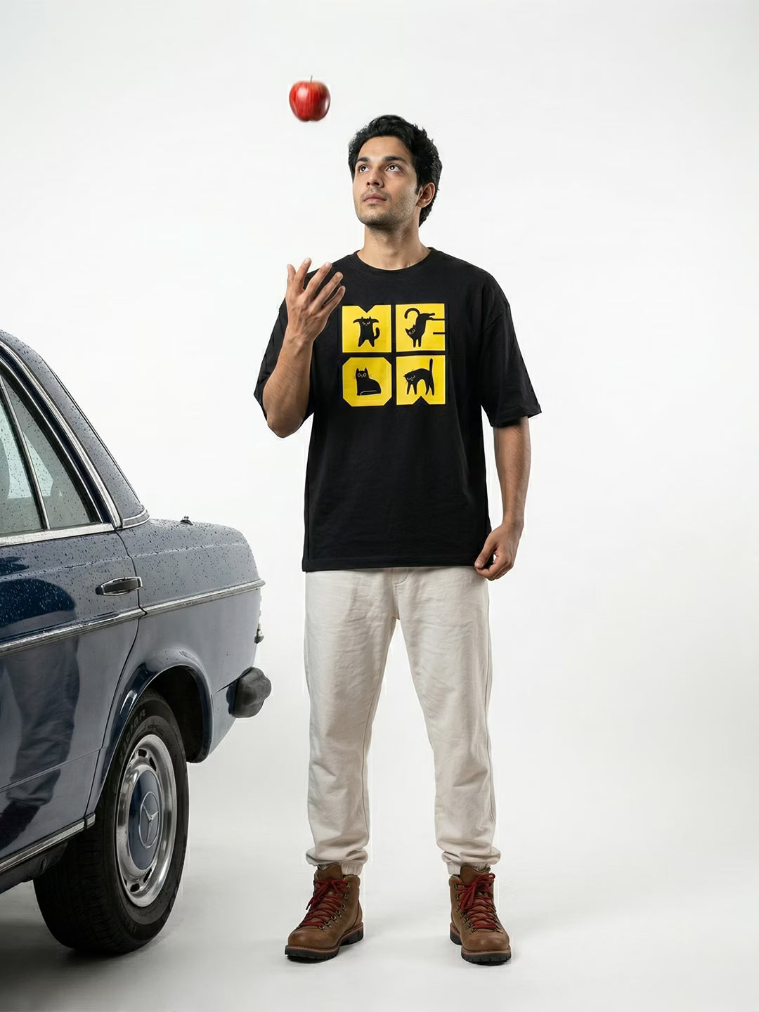 MEOW GRID // Oversized Terry Cotton T-Shirt