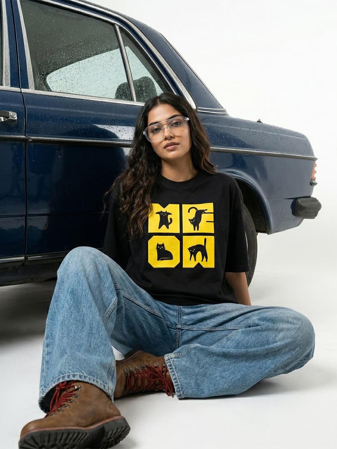 MEOW GRID // Oversized Terry Cotton T-Shirt