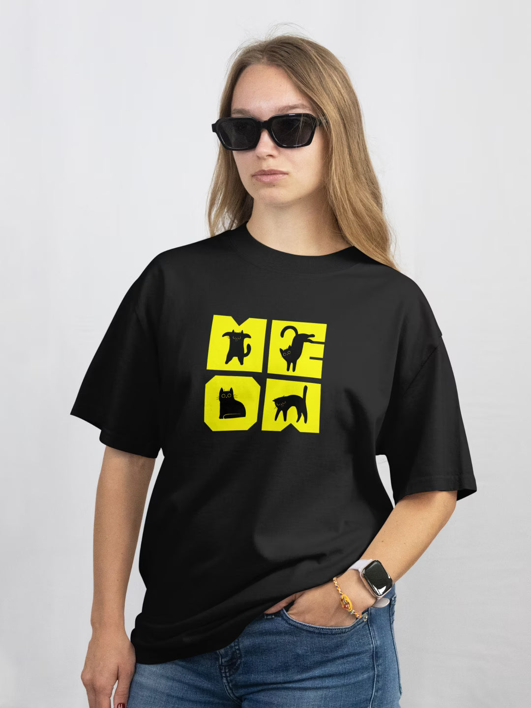 MEOW GRID // Oversized Terry Cotton T-Shirt