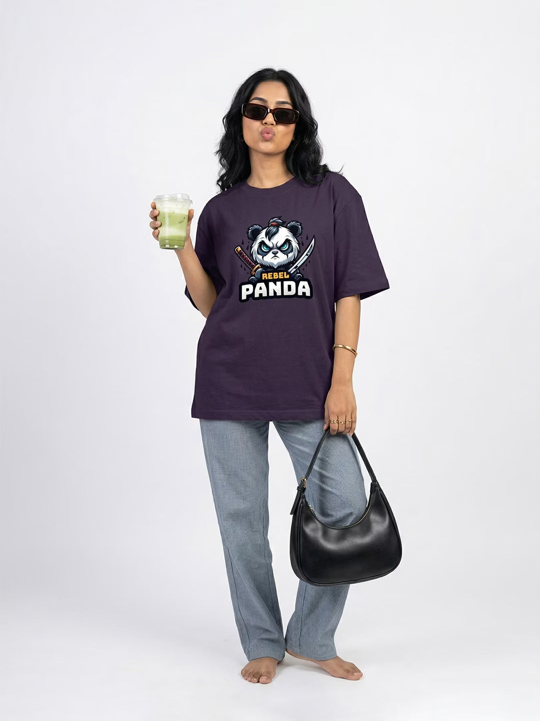 Rebel Panda // Oversized Cotton T-Shirt