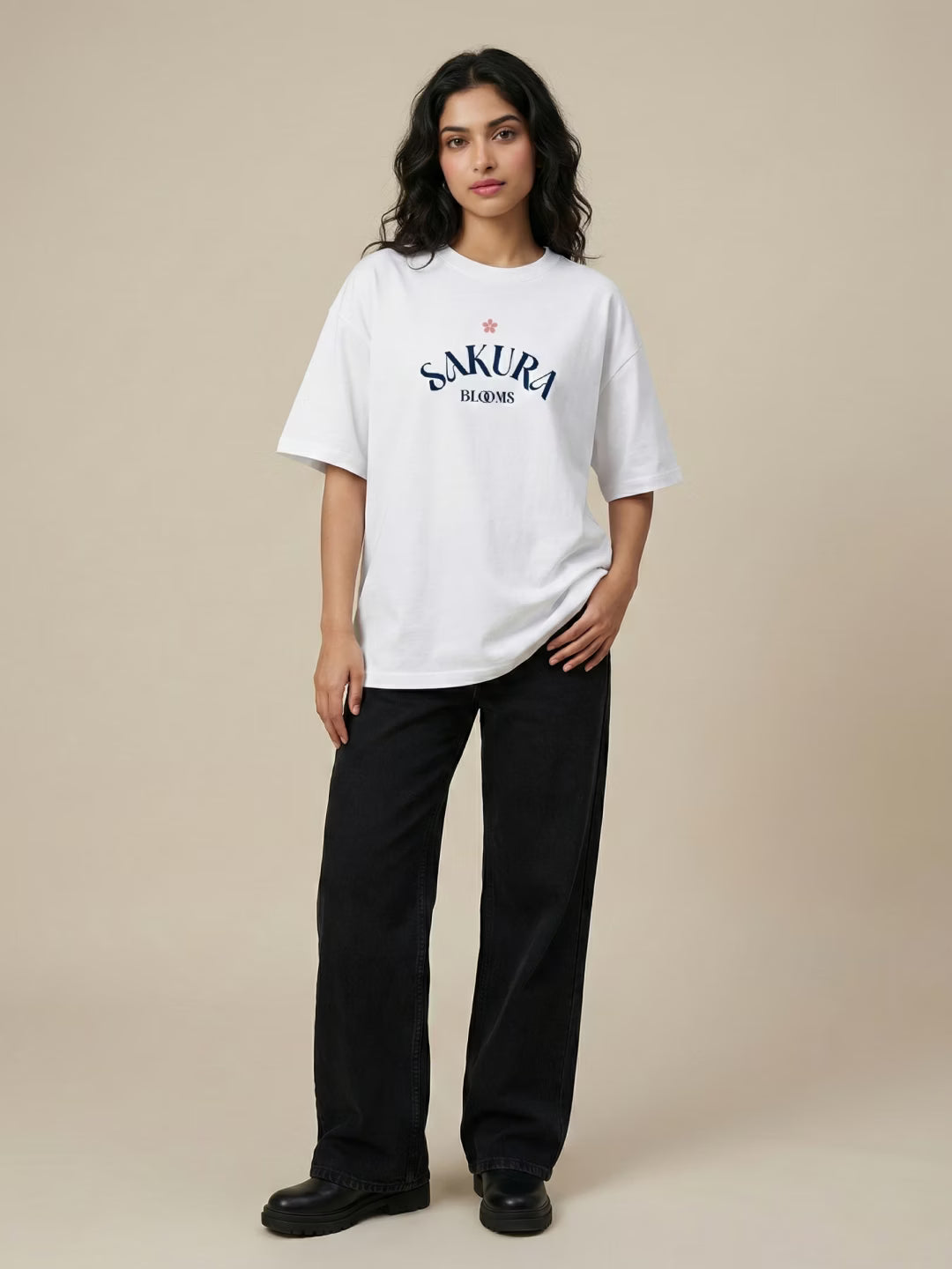 SAKURA // Rising Crane Oversized Cotton T-Shirt
